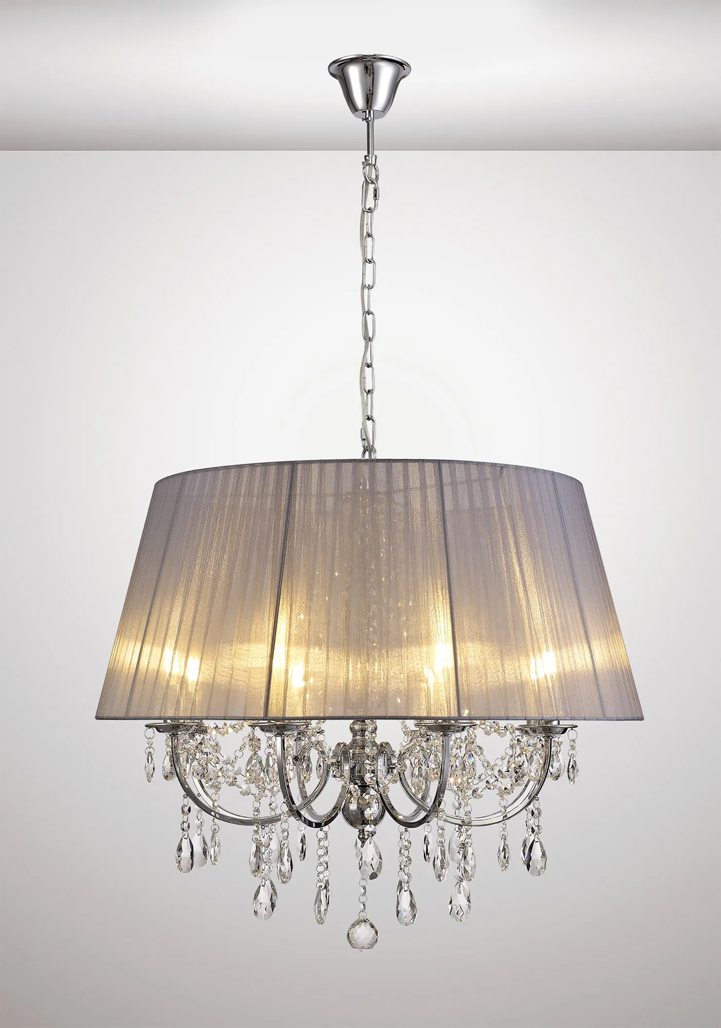 IL30056/GY  Olivia Crystal Pendant 8 Light Polished Chrome